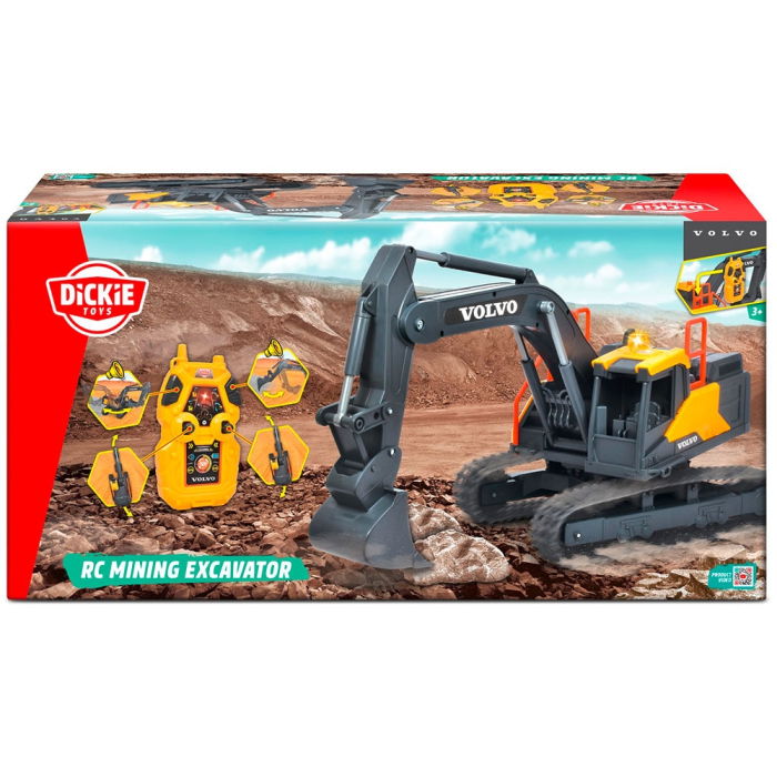 Excavator Dickie Toys Volvo Mining Excavator 60 cm cu telecomanda, lumini si sunete gri [8]