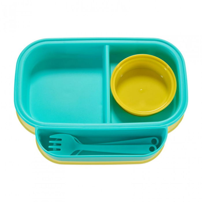 Farfurie compartimentata cu capac si lingurita si furculita, galbena, U-Grow [3]