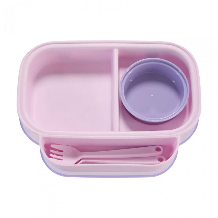 Farfurie compartimentata cu capac si lingurita si furculita, mov, U-Grow [4]