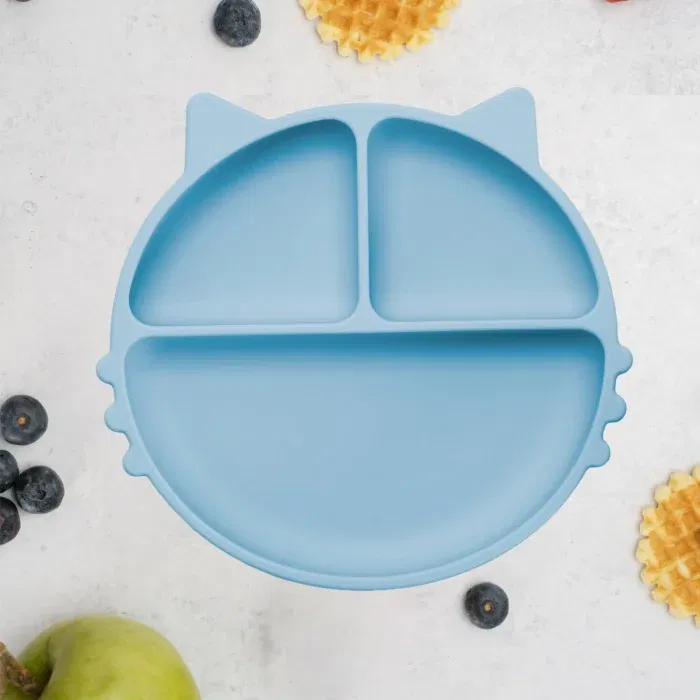 Farfurie compartimentata din silicon cu ventuza, AppeKids - Kitty - Albastru [1]