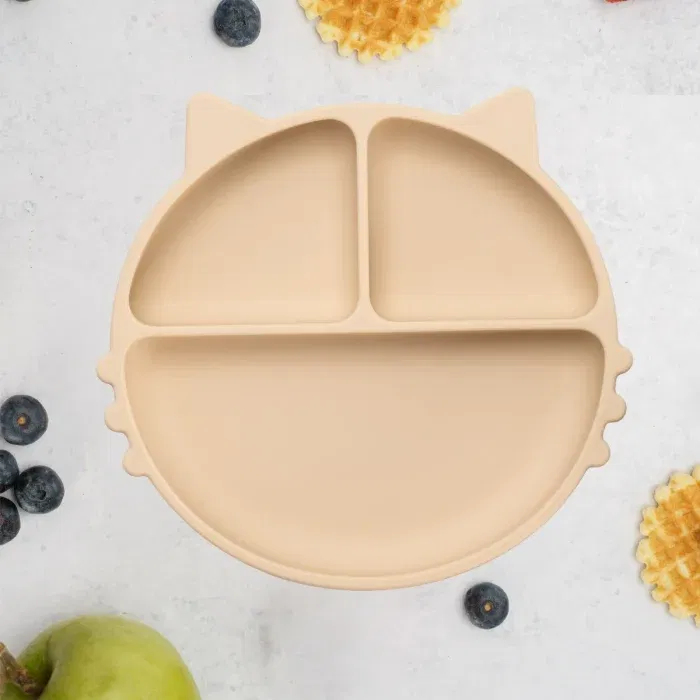 Farfurie compartimentata din silicon cu ventuza, AppeKids - Kitty - Bej [1]