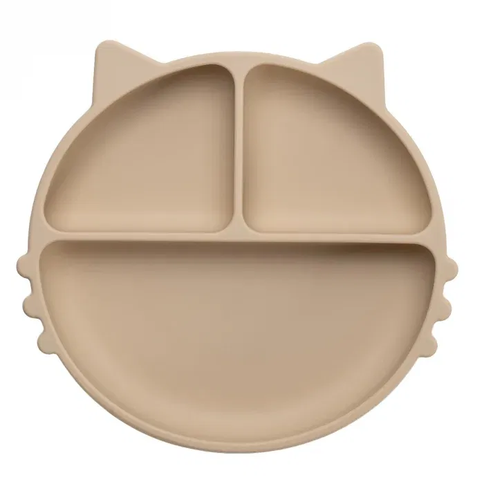 Farfurie compartimentata din silicon cu ventuza, AppeKids - Kitty - Bej [5]