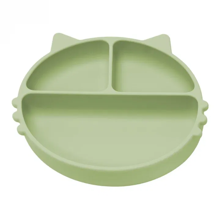 Farfurie compartimentata din silicon cu ventuza, AppeKids - Kitty - Verde [2]