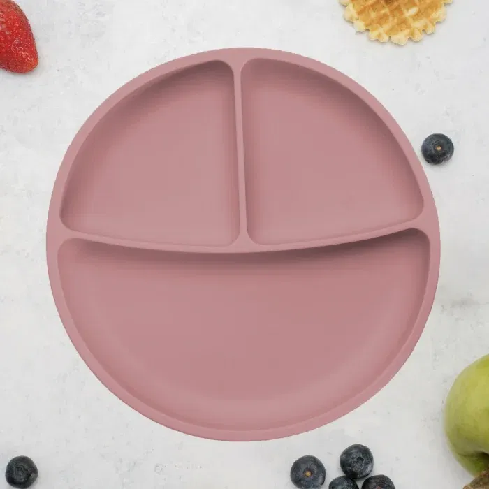 Farfurie compartimentata din silicon cu ventuza, AppeKids - Roz [1]