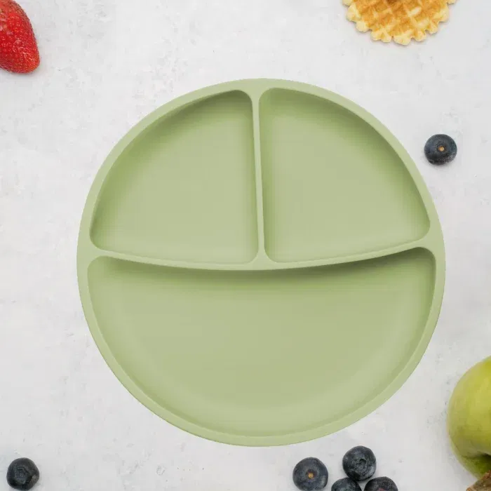 Farfurie compartimentata din silicon cu ventuza, AppeKids - Verde [1]