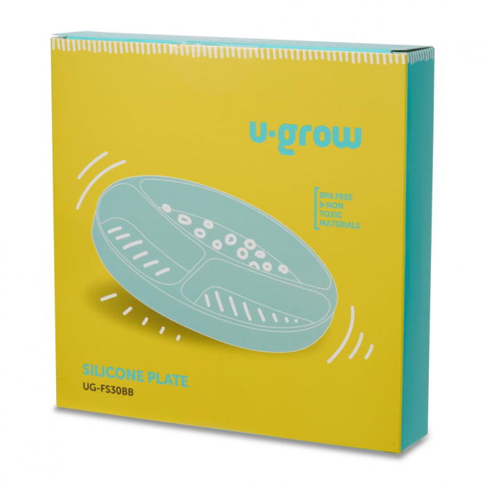 Farfurie compartimentata din silicon cu ventuza, blue, U-Grow [3]