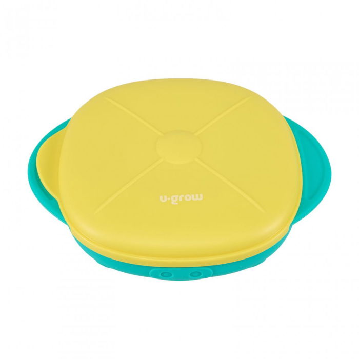 Farfurie silicon cu capac , galbena, U-Grow [2]