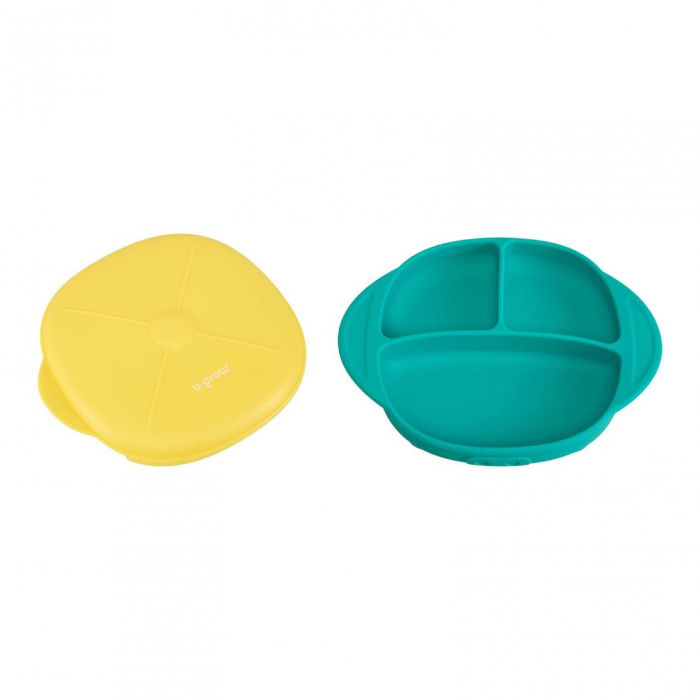 Farfurie silicon cu capac , galbena, U-Grow [3]