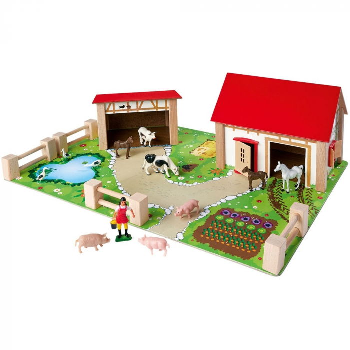 Ferma din lemn  pentru copii de la 3 ani+ , Eichhorn 51x36x17 cm cu 20 accesorii [1]