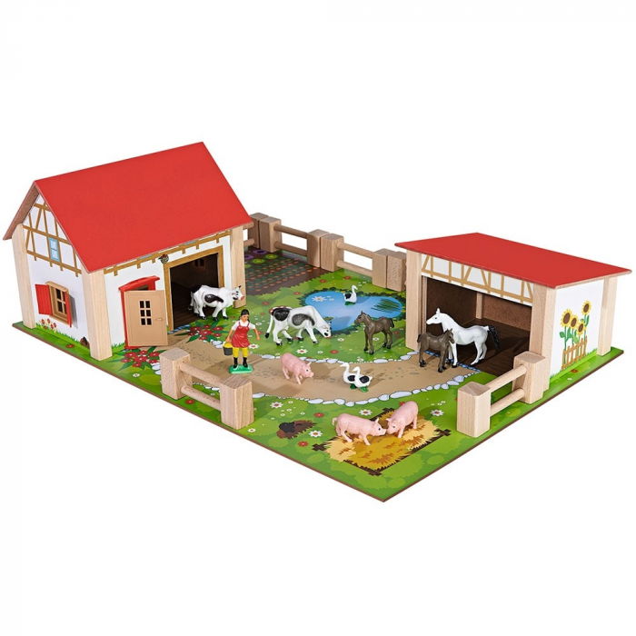 Ferma  din lemn  pentru  copii de la 3 ani+, Eichhorn 51x36x17 cm cu accesorii [1]