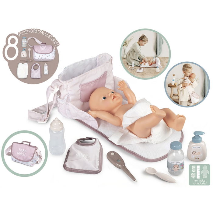 Gentuta de infasat pentru papusa Smoby Baby Nurse Changing Bag crem cu accesorii [5]