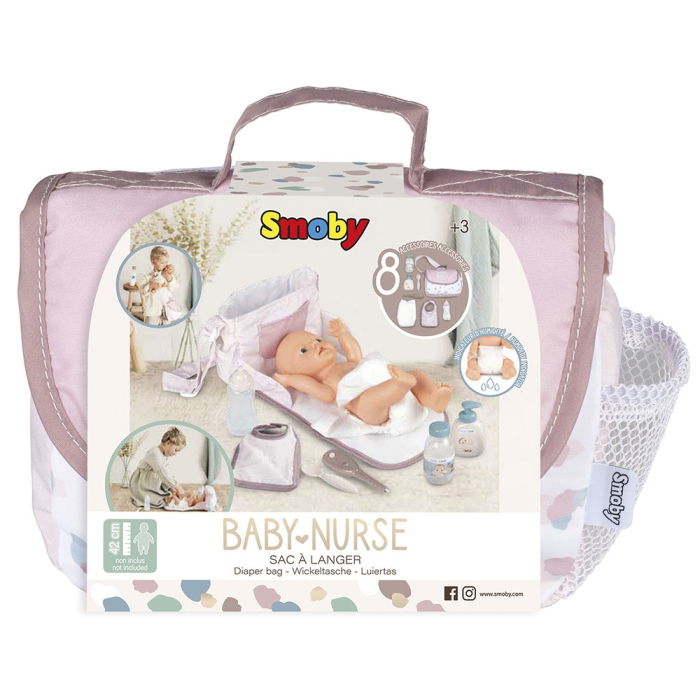 Gentuta de infasat pentru papusa Smoby Baby Nurse Changing Bag crem cu accesorii [7]