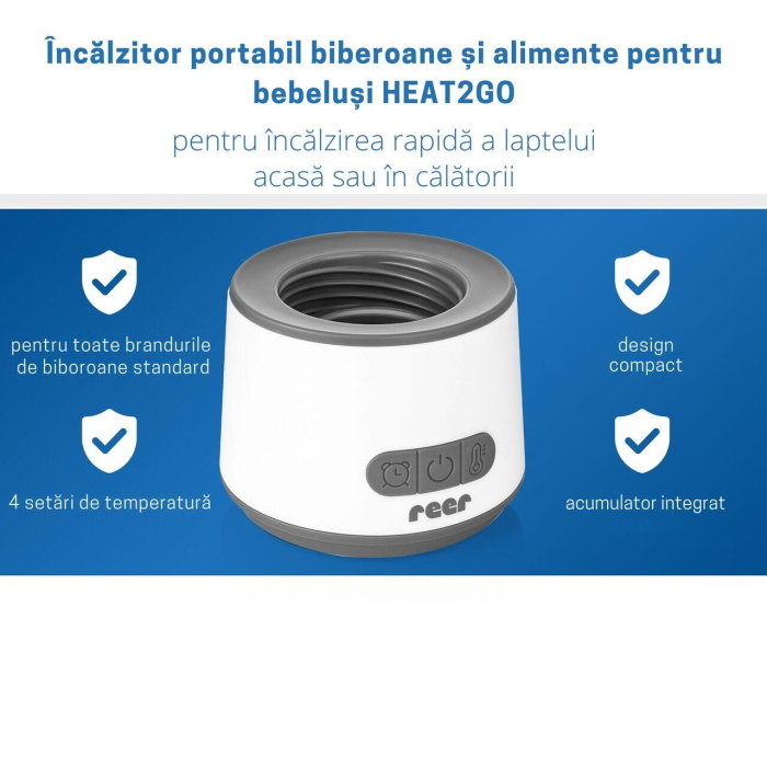 Incalzitor portabil biberoane si alimente pentru bebelusi, 4 trepte temperatura 37-50°C, acumulator cu incarcare USB-C, 3 adaptoare biberon incluse, afisaj temperatura, timer cu oprire automata, indep [6]