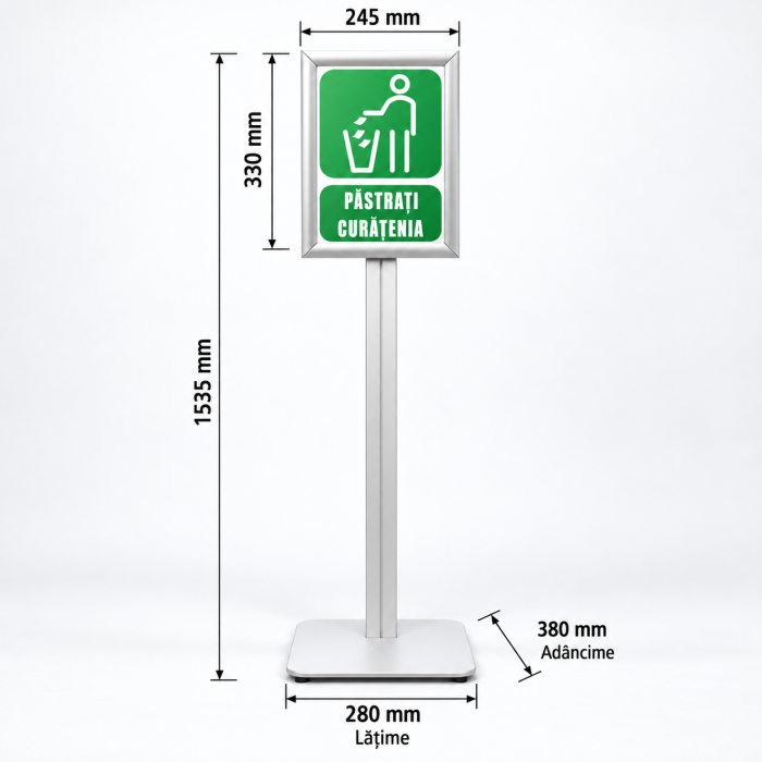 Indicator Păstrați Curățenia cu Ramă și Suport Metalic [3]