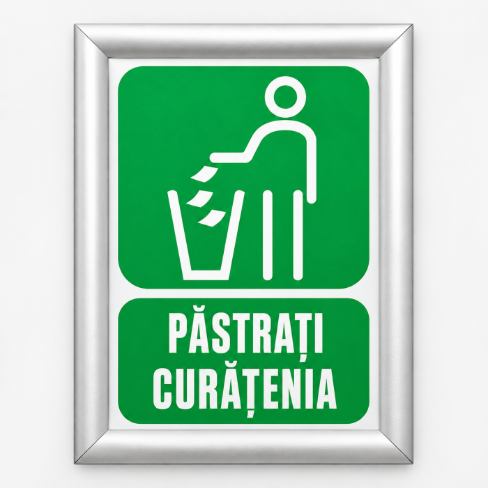 Indicator Păstrați Curățenia cu Ramă și Suport Metalic [2]