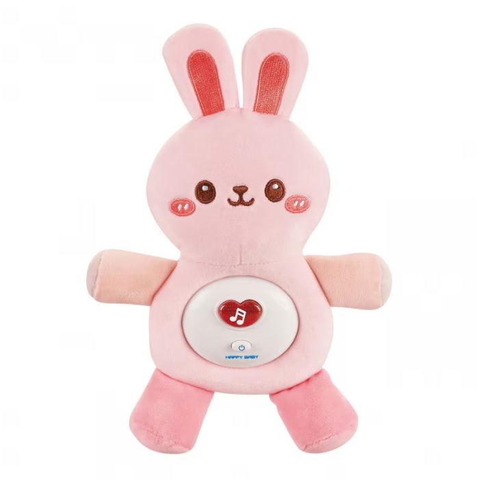 Jucarie de plus iepuras pentru bebelusi Chipolino cu lumini si melodii pink [1]
