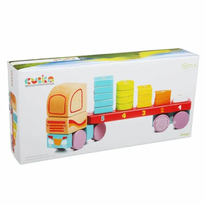 Jucarie din lemn, Cubika, Camion cu forme geometrice, 18 luni + [1]