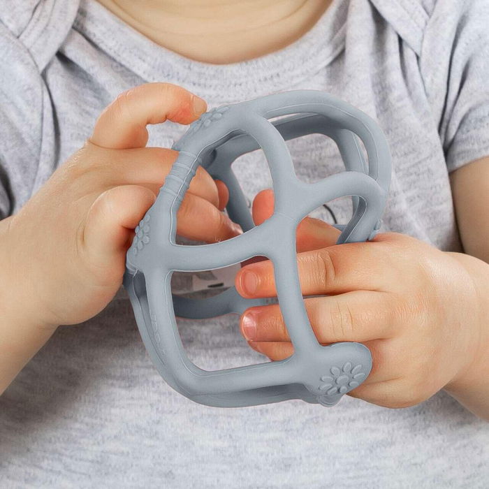 Jucarie pentru dentitie si minge 2in1, silicon, albastra, 0 luni+, Reer Bite&Play 79273 [5]