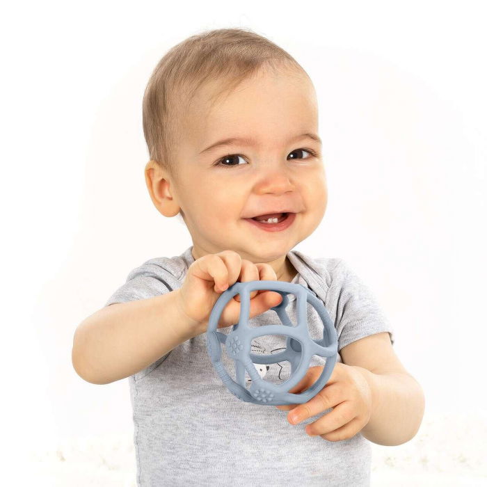 Jucarie pentru dentitie si minge 2in1, silicon, albastra, 0 luni+, Reer Bite&Play 79273 [2]