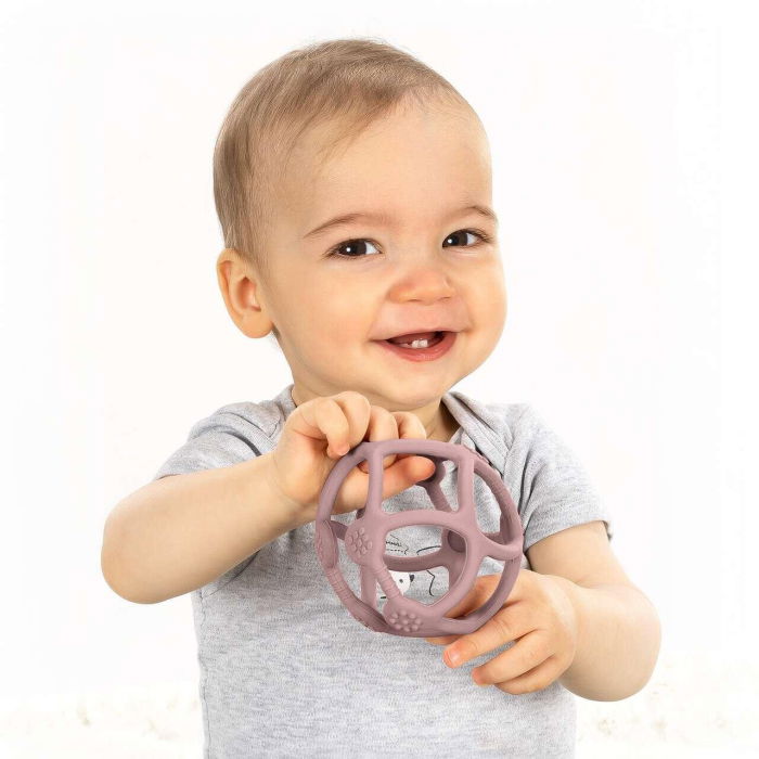 Jucarie pentru dentitie si minge 2in1, silicon, roz, 0 luni+, Reer Bite&Play 79284 [2]