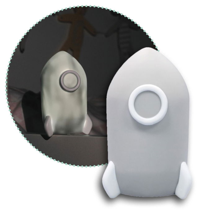 Lampa de veghe cu LED, cu oprire cronometrata, forma racheta, gri, Lumilu Sweet Dreams Rocket, Reer 52271 [1]