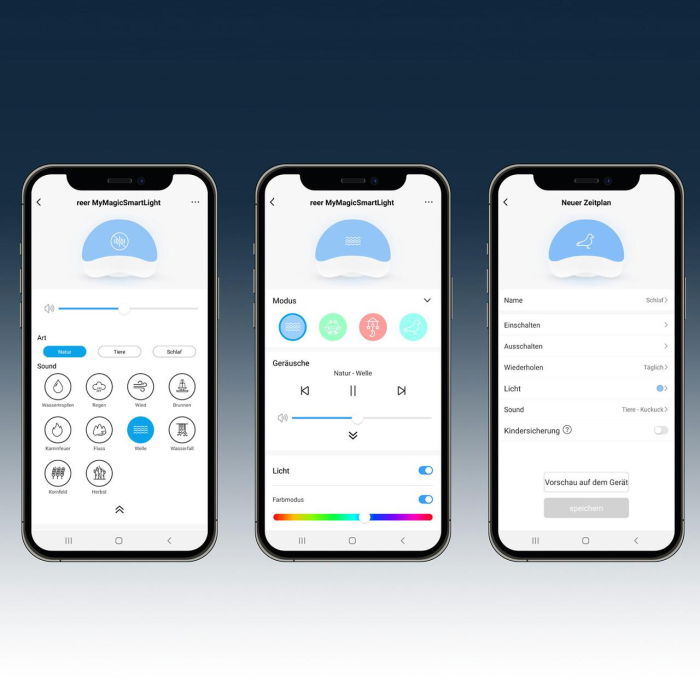 Lampa de veghe inteligenta cu 25 de sunete, multicolora, comunicare prin Wi-Fi cu smartphone, temporizator, Reer MyMagic SmartLight 52470 [3]