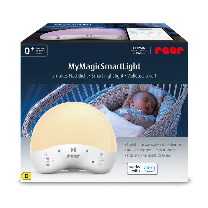 Lampa de veghe inteligenta cu 25 de sunete, multicolora, comunicare prin Wi-Fi cu smartphone, temporizator, Reer MyMagic SmartLight 52470 [1]