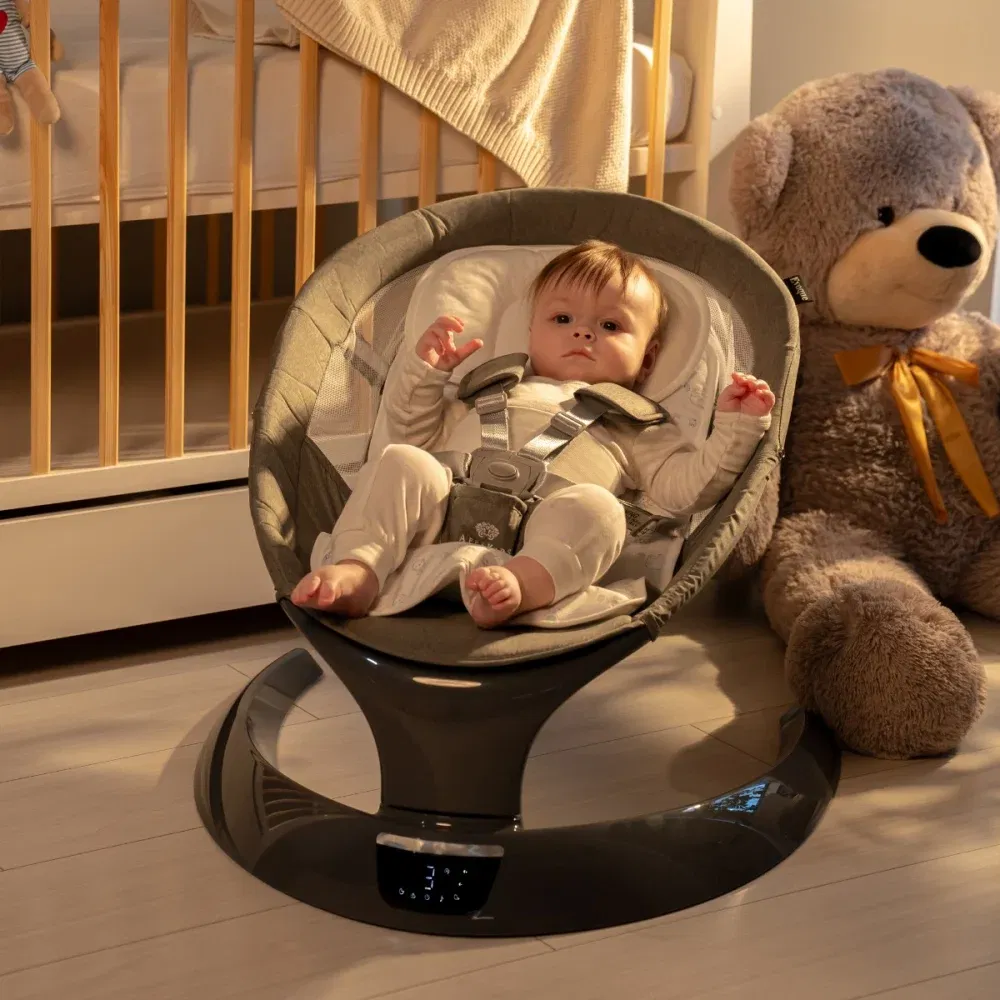 Leagan electric pentru bebelusi, cu spatar reglabil si senzor de miscare, AppeKids Evoque - Gri [5]