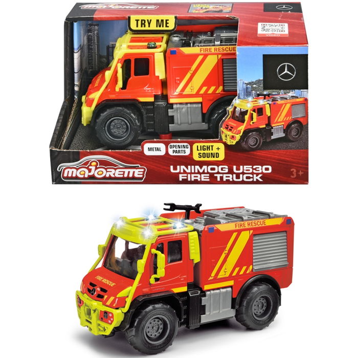 Masina de pompieri Majorette Mercedes Unimog U530 Fire Truck 13 cm cu lumini si sunete [2]