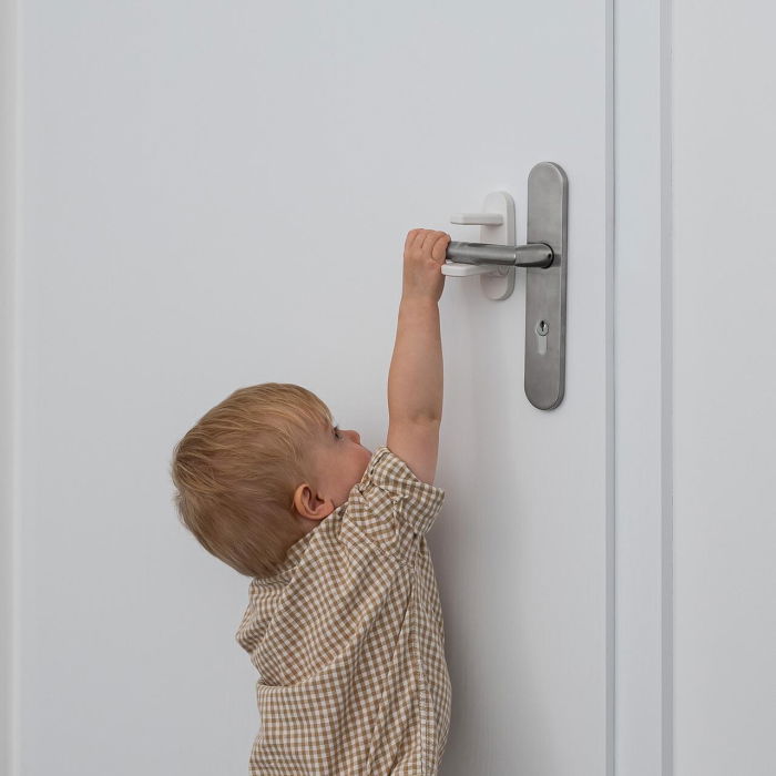 Opritor pentru clanta usii, fara gaurire, alb, REER 70110 [8]