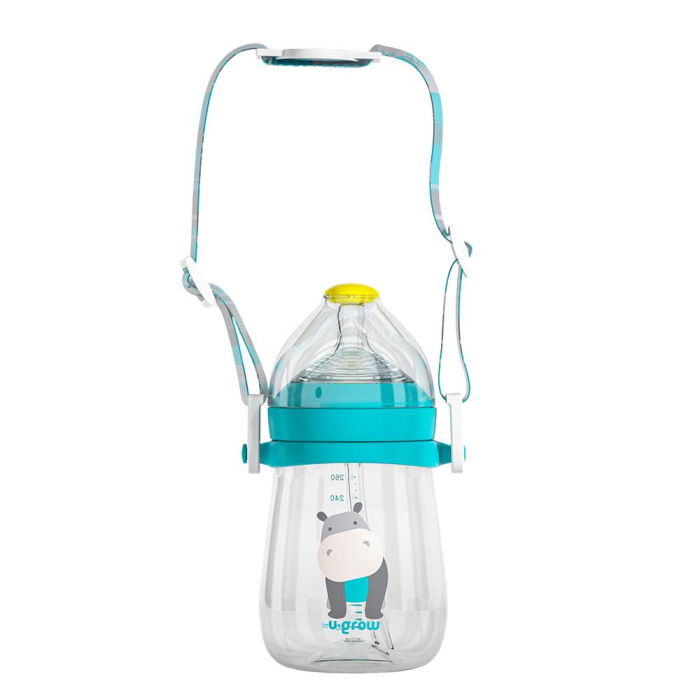 Pachet 3 in 1 cana 260 ml tritan cu 3 accesorii diferite pentru baut : tetina biberon, cioc , pai, blue, U-Grow [6]