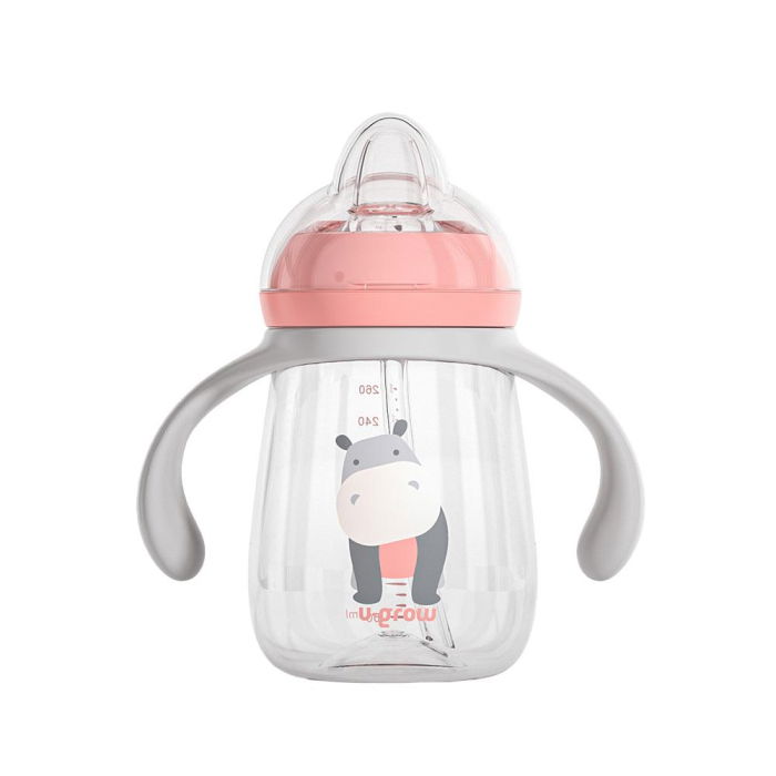 Pachet 3 in 1 cana 260 ml tritan cu 3 accesorii diferite pentru baut : tetina biberon, cioc , pai, dark pink, U-Grow [4]