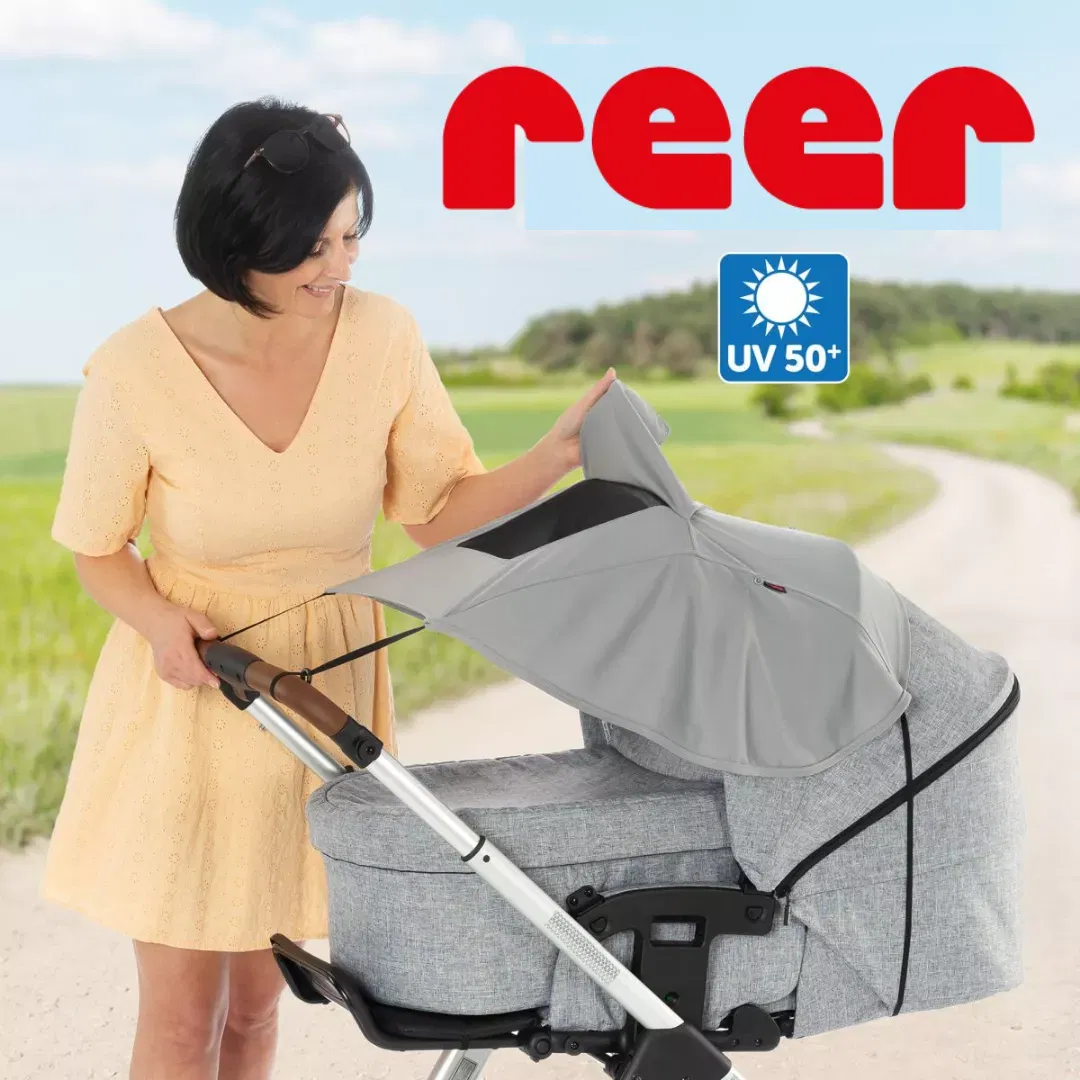 Parasolar carucior bebelusi, protectie solara UPF50+, Gri, Reer [9]