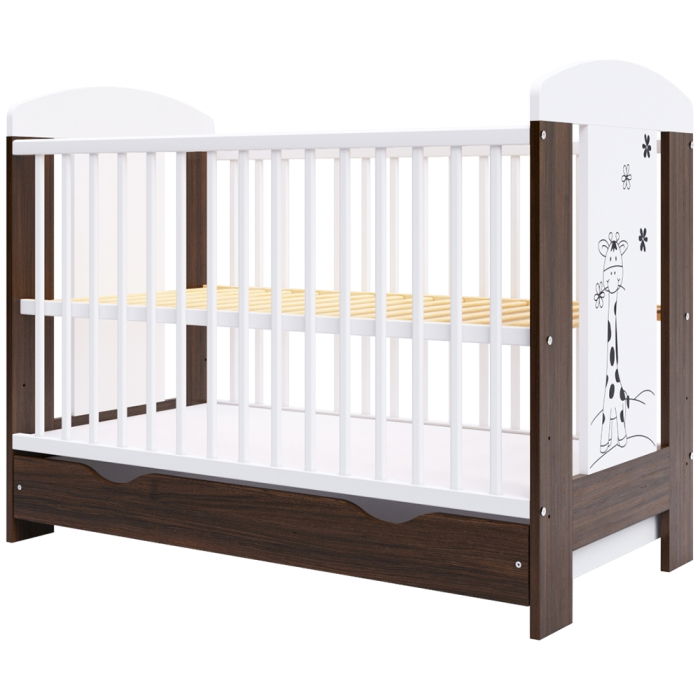 Patut copii din lemn Hubners Calisto Girafa 120x60 cm maro cu sertar [1]
