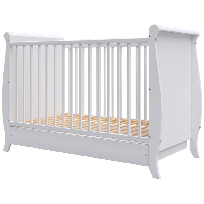 Patut copii din lemn Hubners Mara 120x60 cm alb cu sertar [1]