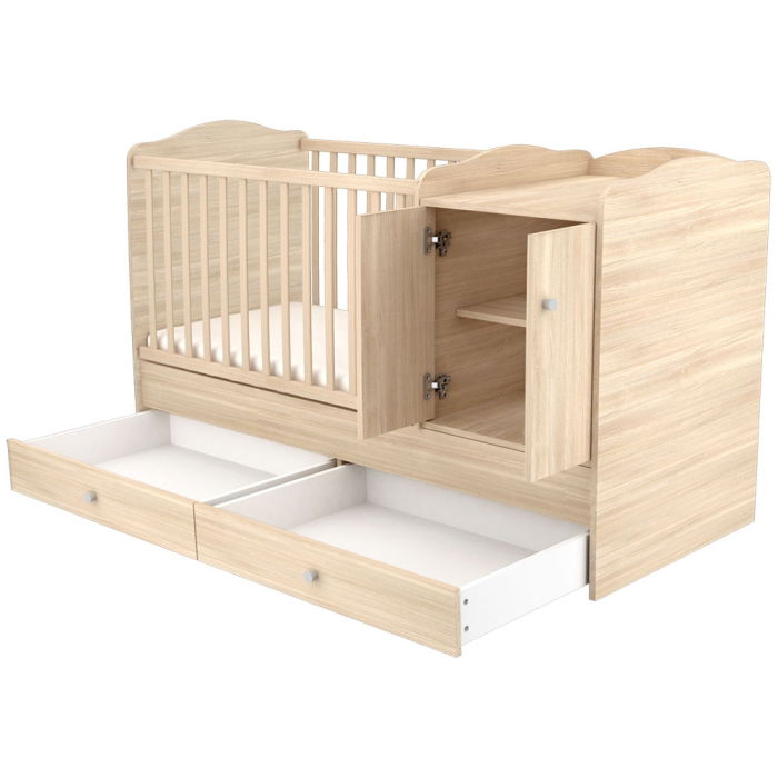 Patut copii transformabil din lemn cu 2 sertare Hubners Eva Maxi Kombi 120x70 cm natur [2]