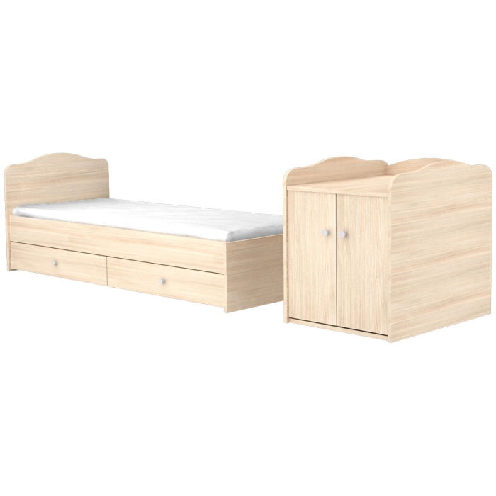 Patut copii transformabil din lemn cu 2 sertare Hubners Eva Maxi Kombi 120x70 cm natur [4]