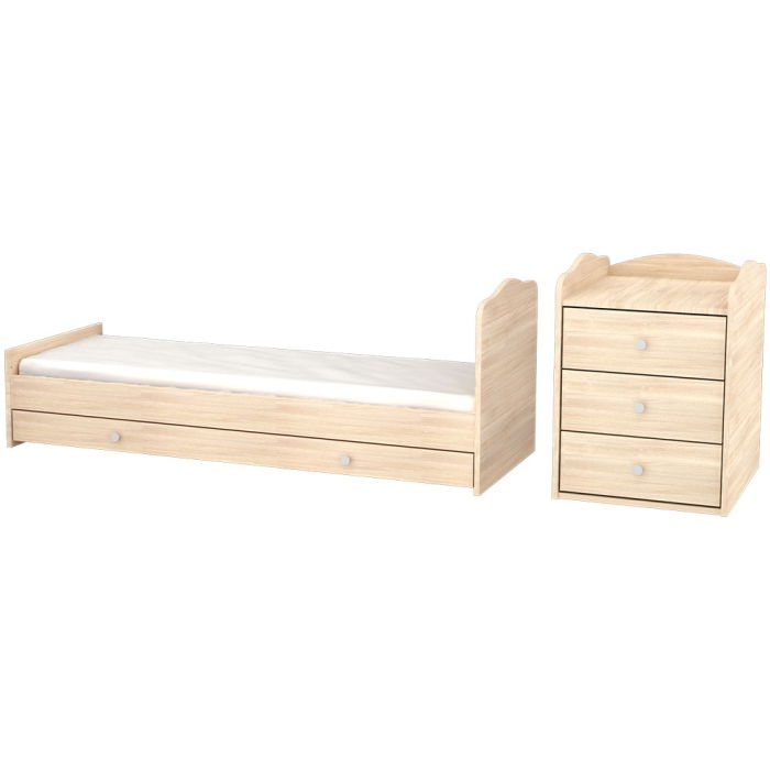 Patut copii transformabil din lemn cu 4 sertare Hubners Eva Kombi 120x60 cm natur [5]