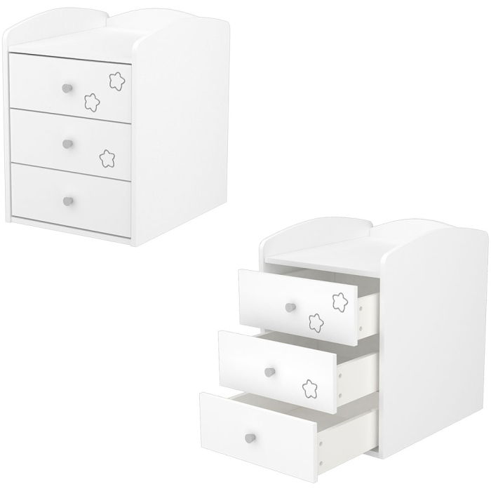 Patut copii transformabil din lemn cu 4 sertare Hubners Matei Kombi 120x60 cm alb cu stelute [4]