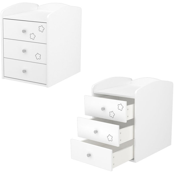 Patut copii transformabil din lemn cu 4 sertare Hubners Matei Kombi 120x60 cm alb cu stelute [5]