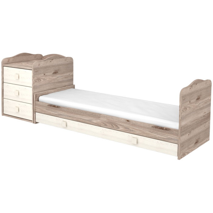 Patut copii transformabil din lemn cu 4 sertare Hubners Sofia Kombi 120x60 cm crem nisip [4]