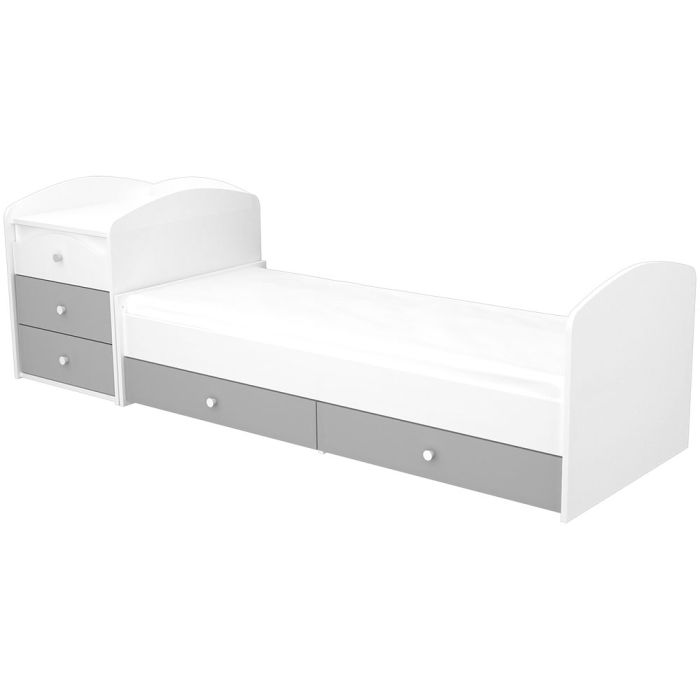 Patut copii transformabil din lemn cu 5 sertare Hubners Patrik Maxi Kombi 120x70 cm alb grafit [3]
