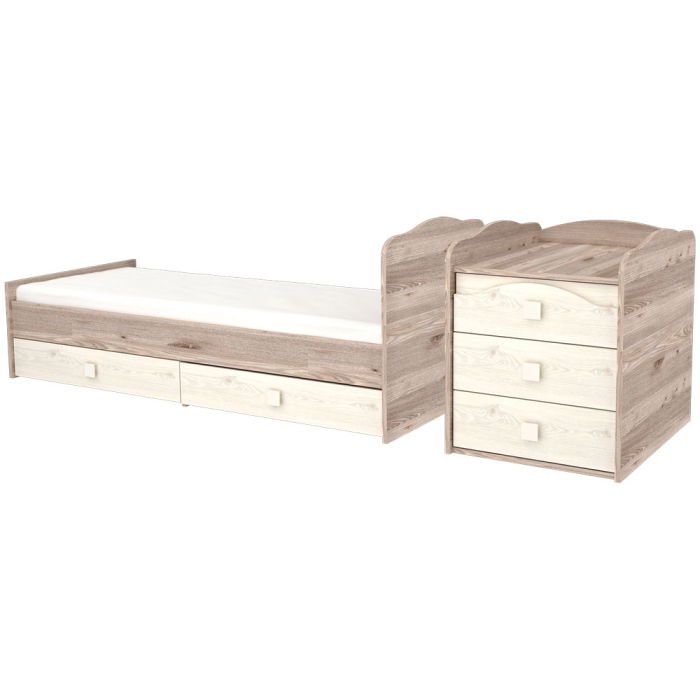 Patut copii transformabil din lemn cu 5 sertare Hubners Sofia Maxi Kombi 120x70 cm crem nisip [4]