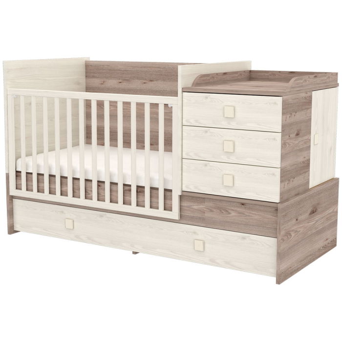 Patut copii transformabil din lemn cu 5 sertare Hubners Sofia Multi Kombi 120x70 cm crem nisip [3]