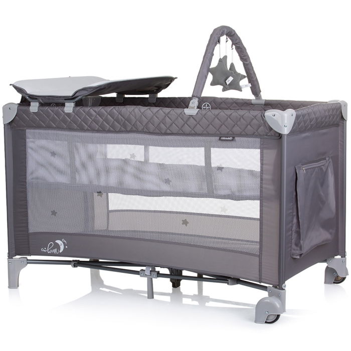 Patut pliabil cu saltea de infasat Chipolino Luna ash grey [2]