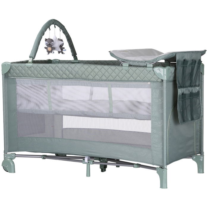 Patut pliabil cu saltea de infasat Chipolino Luna basil [1]