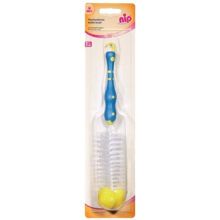 Perie pentru biberoane standard si cu gat larg, cu burete si maner antialunecare, 0+ luni, nip 37010 [3]