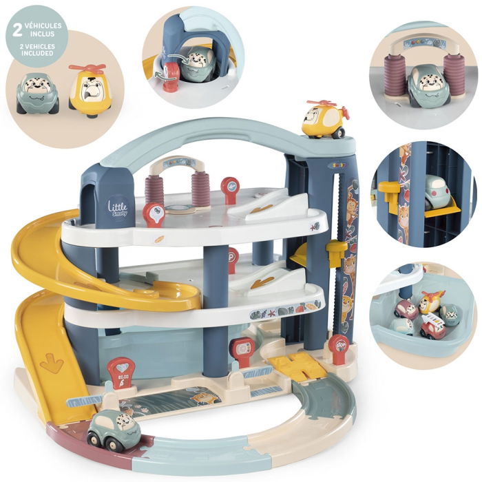 Pista de masini Smoby Big Garage cu masinuta si elicopter [3]