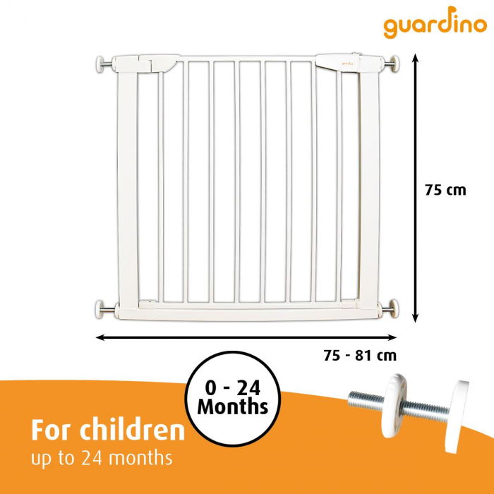 Poarta de siguranta pentru copii, 75-81 cm, montare prin presiune, metal, alb, Guardino [6]