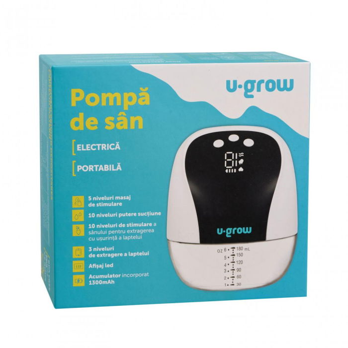 Pompa de san electrica si portabila,10 niveluri de extragere, 5 niveluri de masaj, display LED, functie de memorie, capacitate 180ml, U-Grow [11]